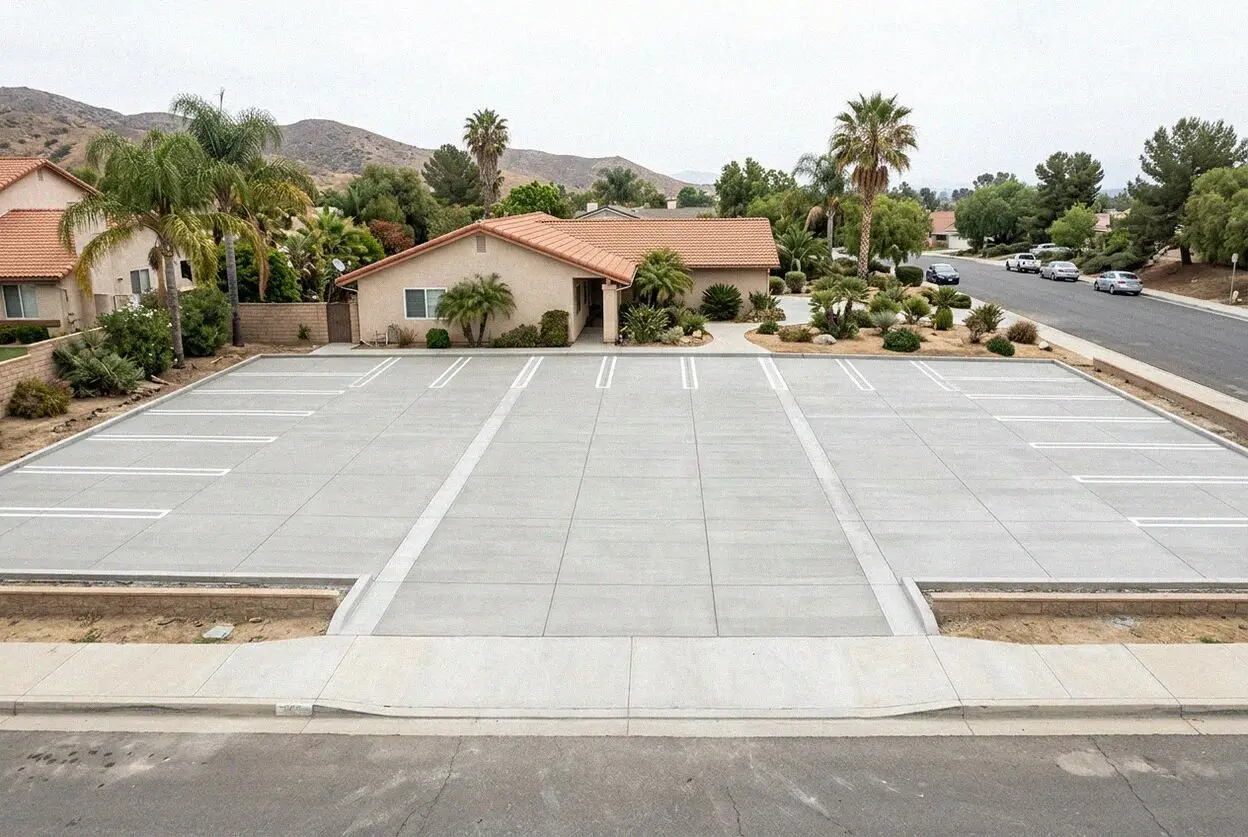 Concrete truck yard at a business on Temescal Canyon Road, Corona