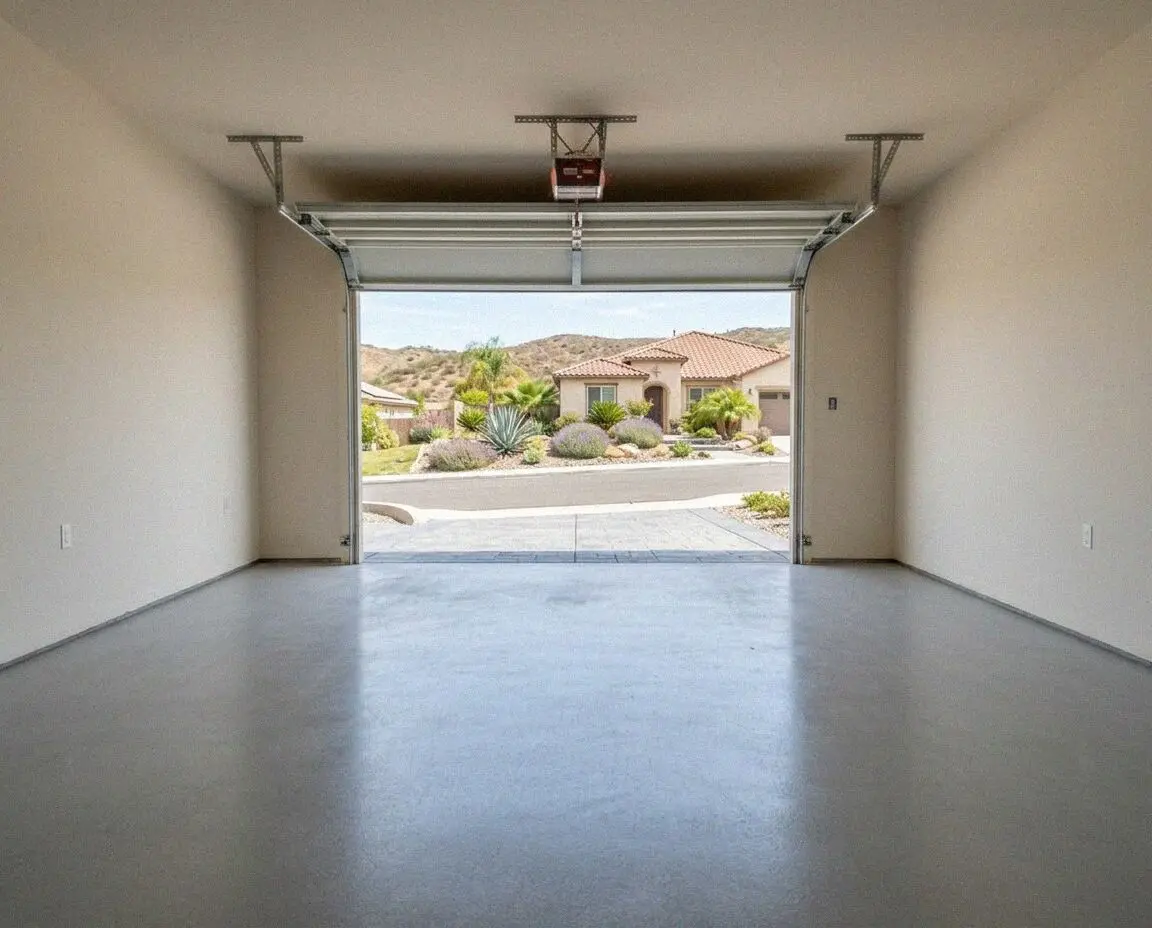 Fresh concrete garage floor pour at a single family house in Corona